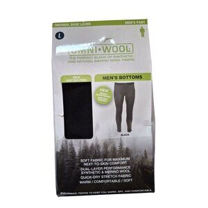 OMNI-WOOL men's base layer pants in black size L Large NEW NWT In Box Activewear